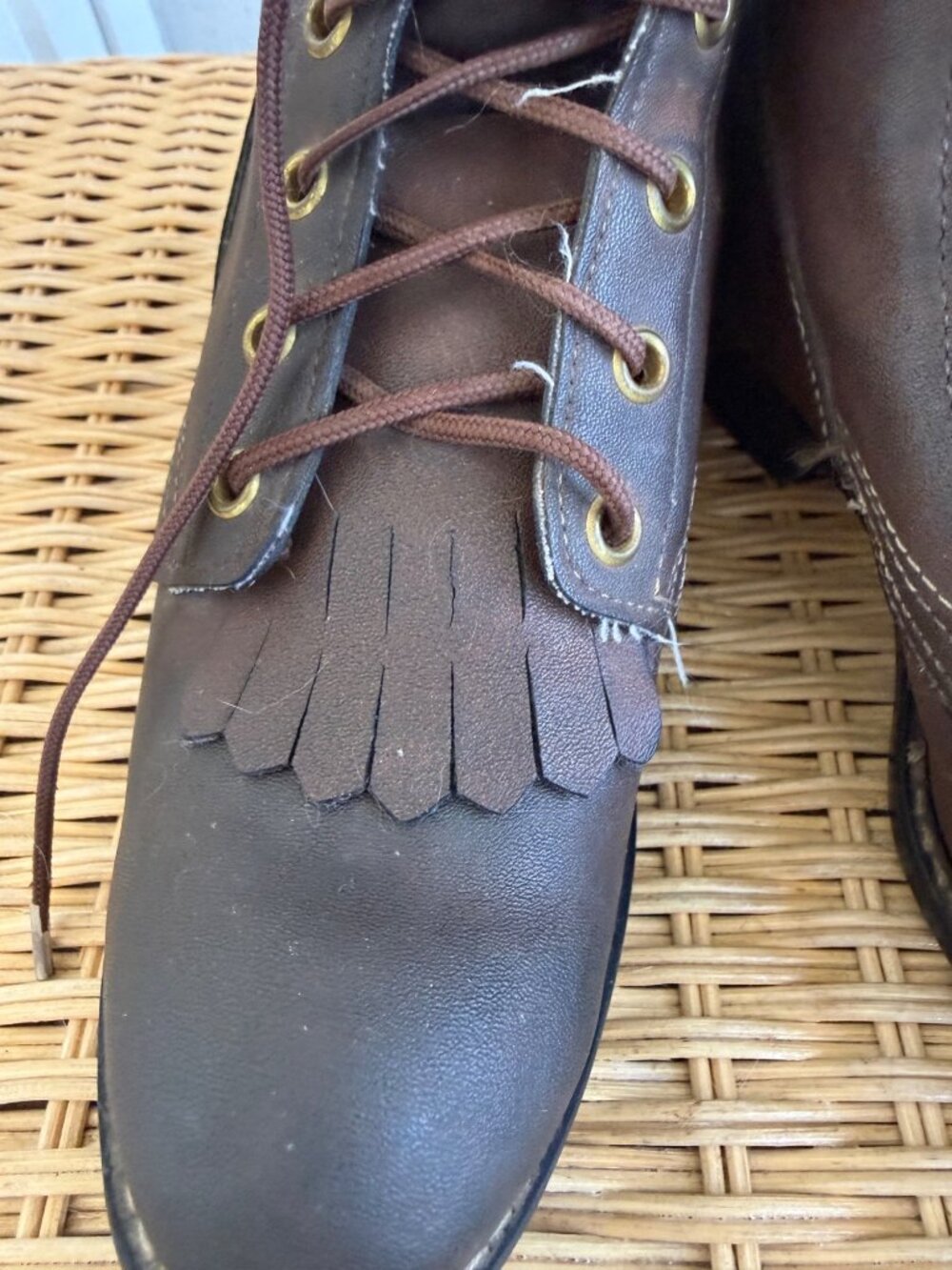 Vintage 70s Brown Bronco Kiltie Lace UP Roper Boots Womens size 4 - Picture 8 of 15